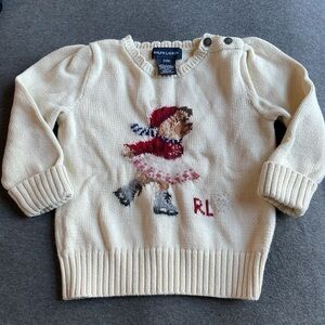 Ralph Lauren Cream Sweater with Skater Graphic 24m NWOT